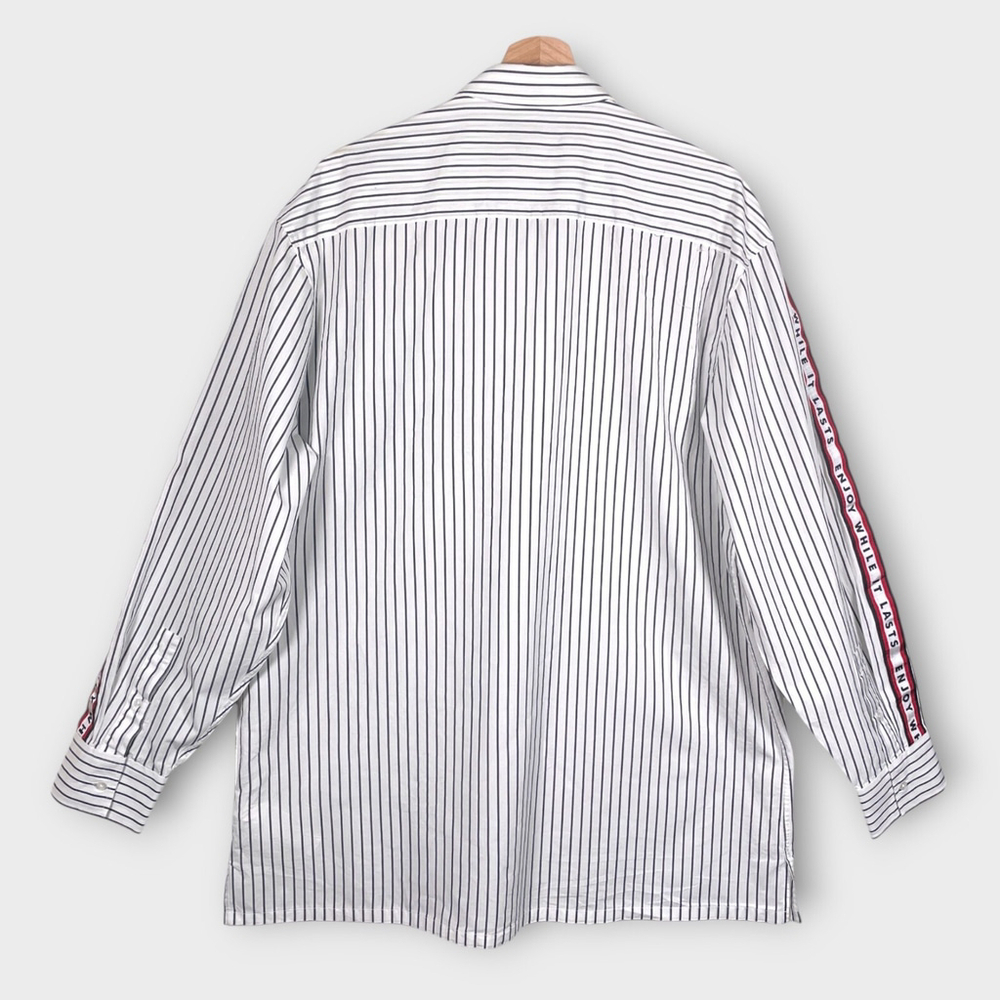 Zara Relaxed Fit Shirt Mens LARGE Slogan "Enjoy While It Lasts" Casual City EUC - Picture 5 of 8